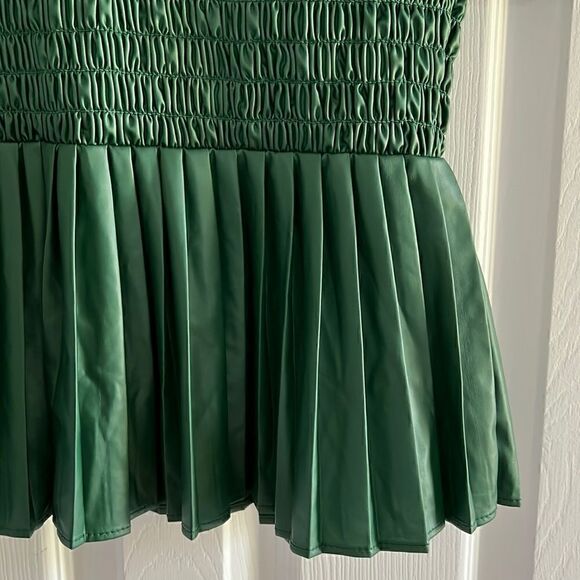 Zara Ruched Faux Leather Holiday Top in Green - Picture 15 of 16